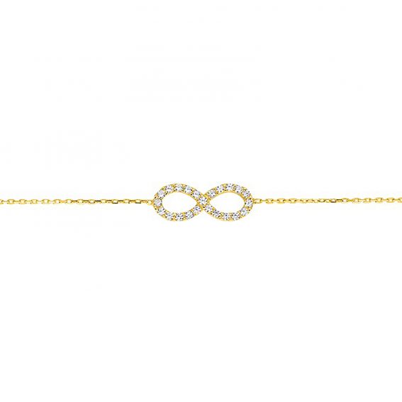 Bijou or et personnalisé Infinity bracelet with stones in 9 carat yellow gold