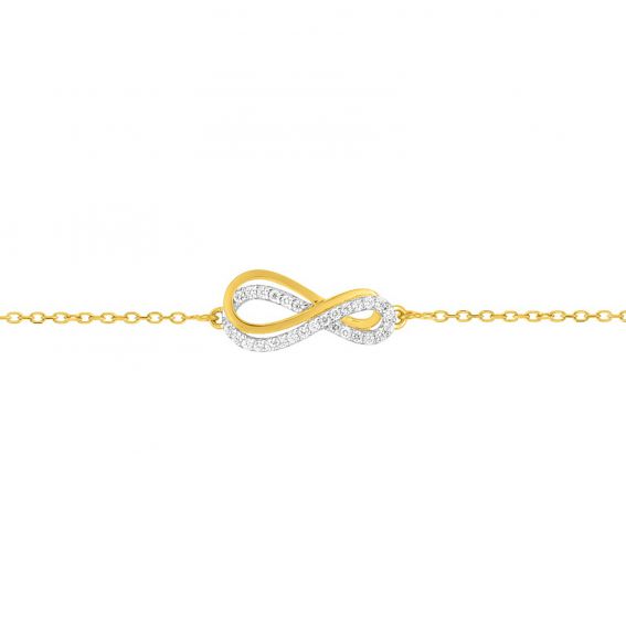 Bijou or et personnalisé Infinite double bracelet with 9 carat yellow stones