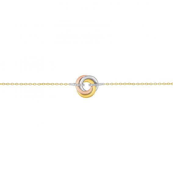 Bijou or et personnalisé Triple Tricolor Ring armband met 9 karaats gouden stenen