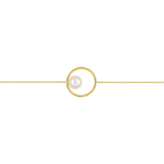 Bijou or et personnalisé Bracelet cercle avec perle or jaune 9 carats