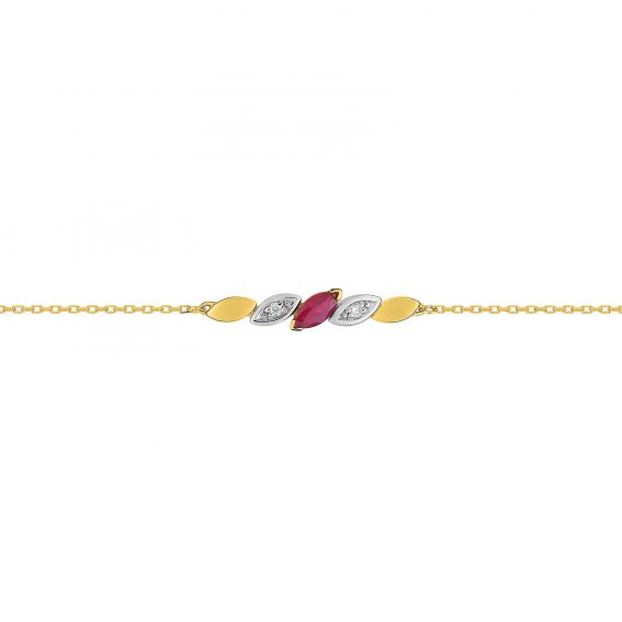 Bijou or et personnalisé Ruby armband en 9 karaat gele diamanten