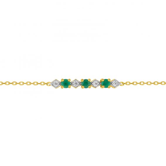 Bijou or et personnalisé 9 carat yellowed emeralds and yellow stones