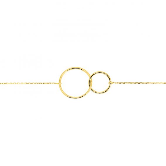 Bijou or et personnalisé Double circle bracelet in 9 carat yellow gold