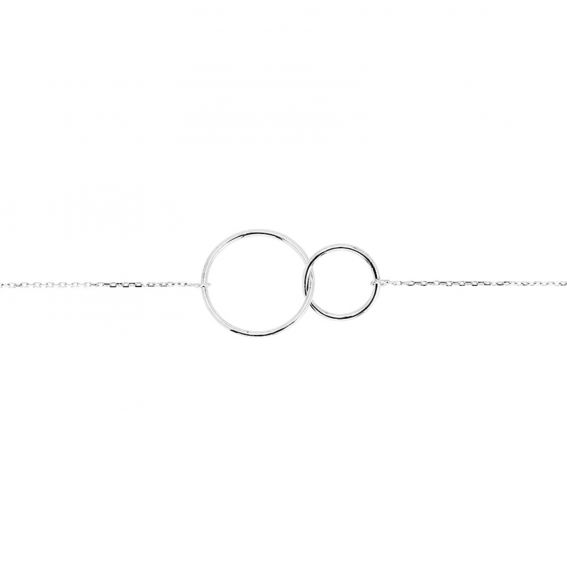 Bijou or et personnalisé Double circle bracelet in 9 carat white gold