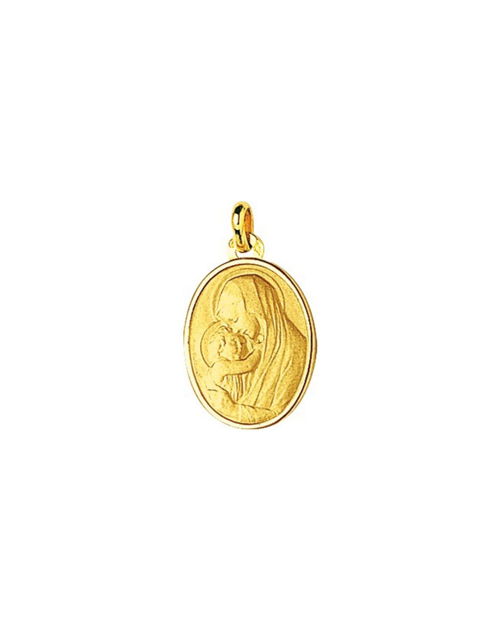 Médaille vierge et enfant or jaune 9 carats