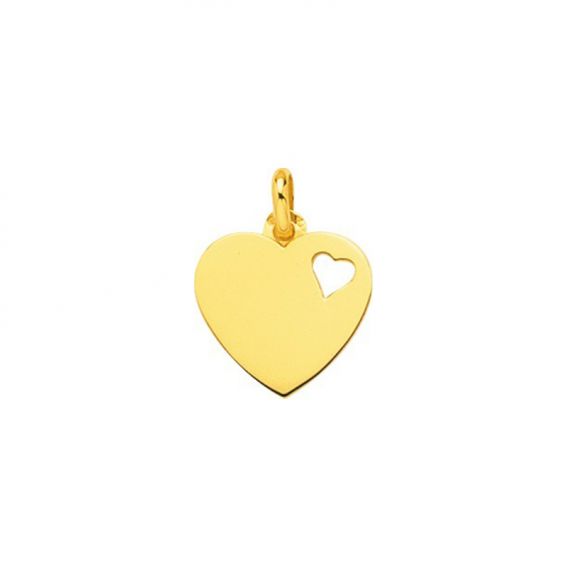 Bijou or et personnalisé 9 carat yellow perforated heart yellow