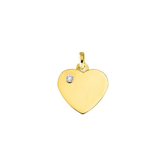 Bijou or et personnalisé Heart with 9 carat yellow gold diamond