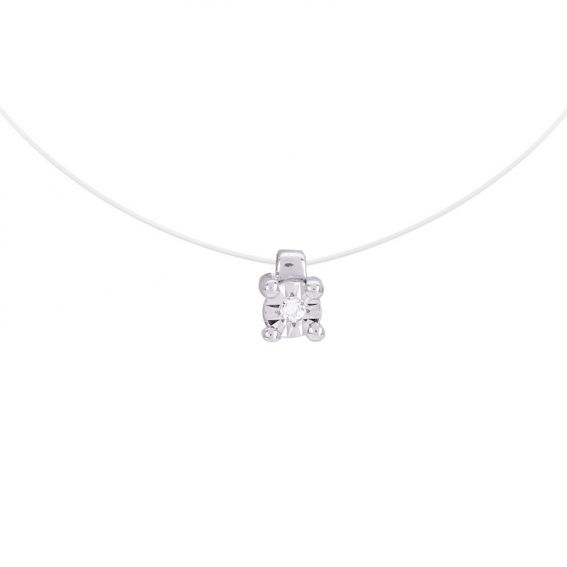 Bijou or et personnalisé 3mm 3mm diamond necklace on 9 carat white nylon wire