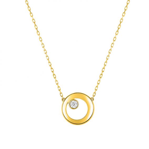 Bijou or et personnalisé Circle necklace with 9 carat yellow diamonds