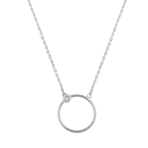 Bijou or et personnalisé Circle necklace with 9 carat white diamonds