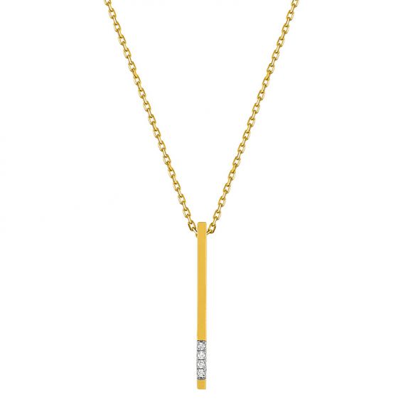 Bijou or et personnalisé 9 carat yellow gold barrette necklace with diamonds
