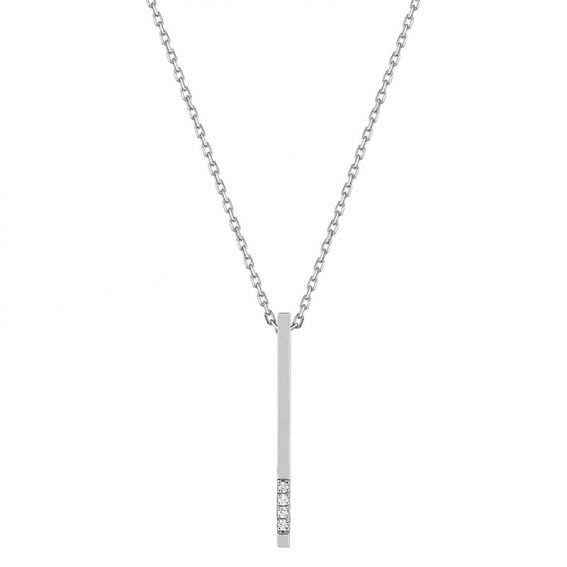 Bijou or et personnalisé Bar necklace with 9 carat white diamonds