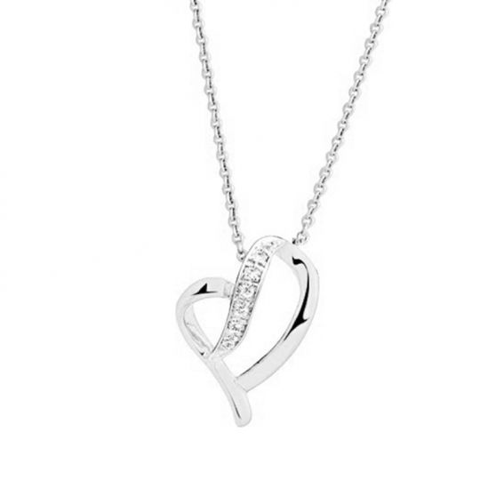 Bijou or et personnalisé Heart necklace with 9 carat white diamonds