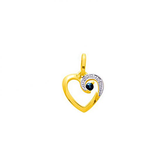 Bijou or et personnalisé Heart necklace with 9 carat yellow sapphire