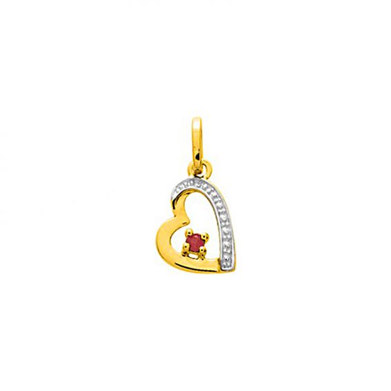 Bijou or et personnalisé Heart necklace with 9 carat yellow rabis