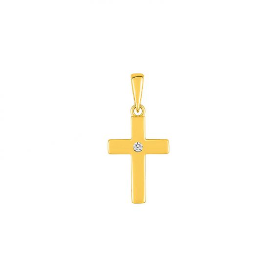 Bijou or et personnalisé Pendentif croix avec pierre or jaune 9 carats