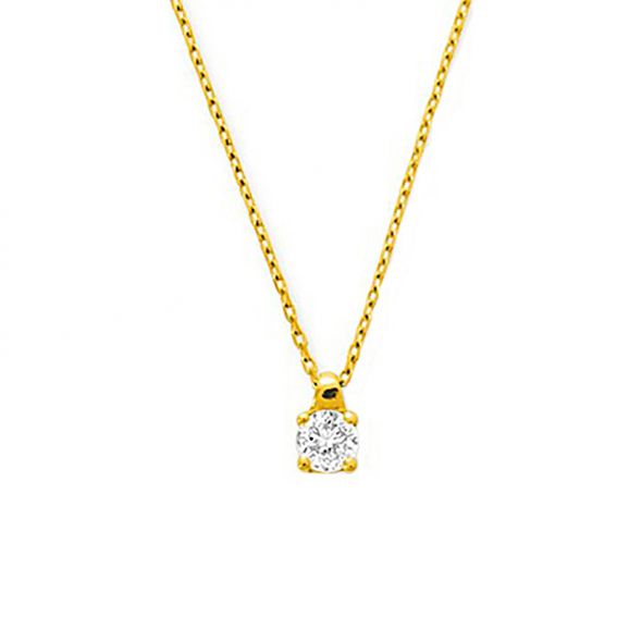 Bijou or et personnalisé Zirconium necklace 4mm yellow gold 9 carats