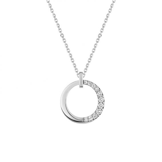 Bijou or et personnalisé 9 carat white half -stones circle necklace