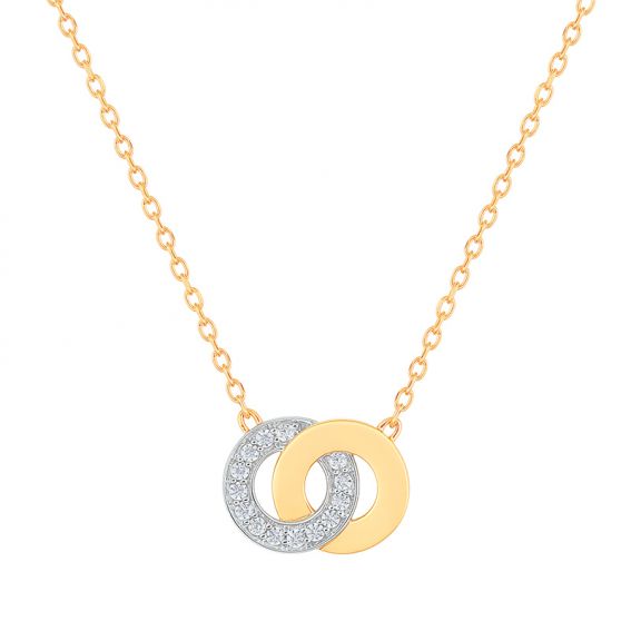 Bijou or et personnalisé Double circle necklace stuck in 9 carat yellow