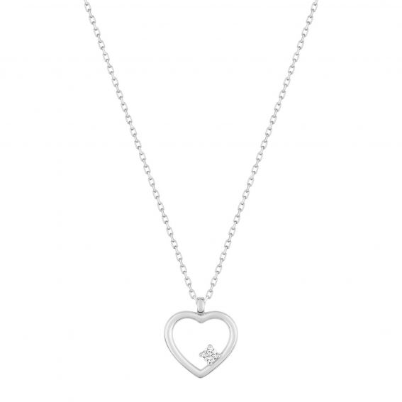 Bijou or et personnalisé Heart necklace with 9 carat white stone stone