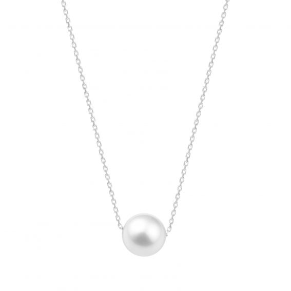 Bijou or et personnalisé 9 carat white gold crop pearl necklace