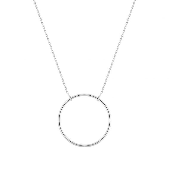 Bijou or et personnalisé 9 carat white gold circle necklace