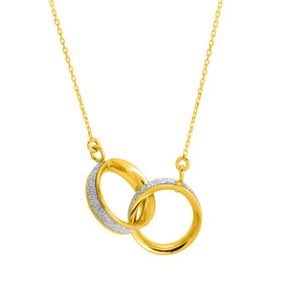 Bijou or et personnalisé 9 carat yellow glitter double circle necklace
