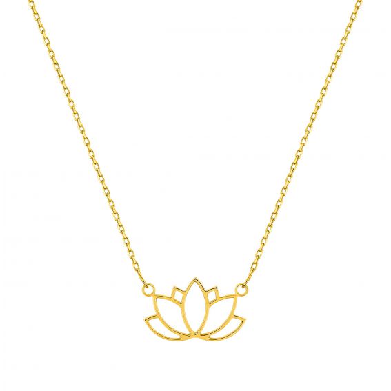 Bijou or et personnalisé Collier lotus or jaune 9 carats