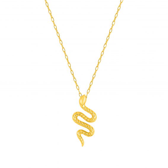 Bijou or et personnalisé 9 carat yellow snake snake necklace