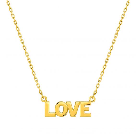 Bijou or et personnalisé 9 carat yellow Love gold necklace