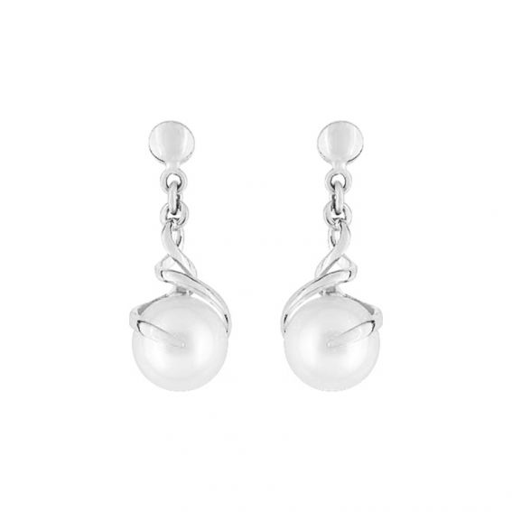 Bijou or et personnalisé Twisted pearls 6mm or white gold 9 carats
