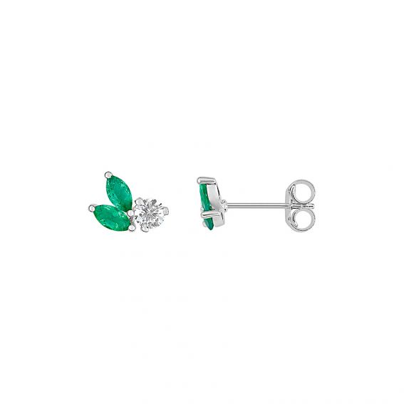 Bijou or et personnalisé Emerald drills and 9 carat white gold stone