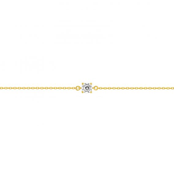 Bijou or et personnalisé Bracelet solitaire zirconium or jaune 9 carats