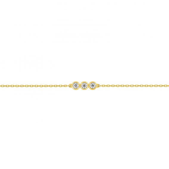 Bijou or et personnalisé 9 carat yellow gold zirconium trilogy bracelet