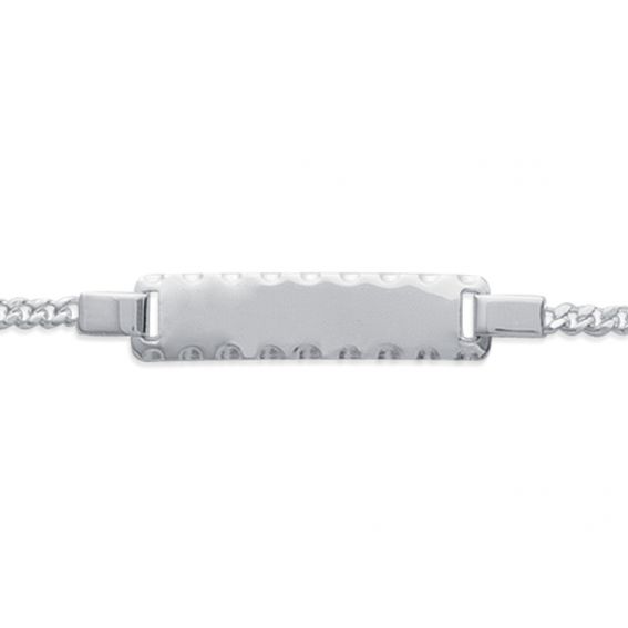 Bijou argent/plaqué or Children's number chiseled edges 16cm curb chain in rhodium-plated silver