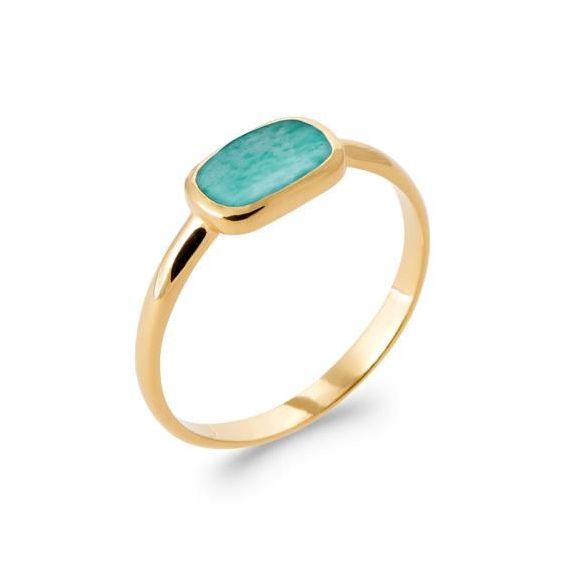 Bague pl-or 750 5mic amazonite