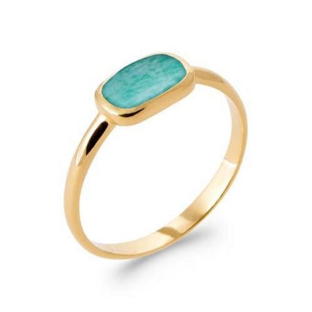 Bague pl-or 750 5mic amazonite