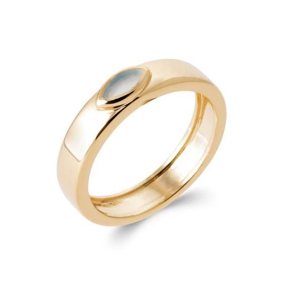 Bague pl-or 750 5mic agate bleue