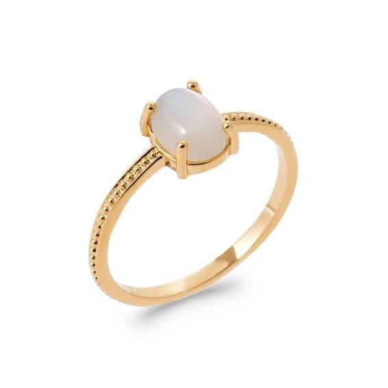 Bague pl-or 750 5mic pierre de lune