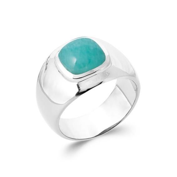 Bague argent 925 rhodie amazonite