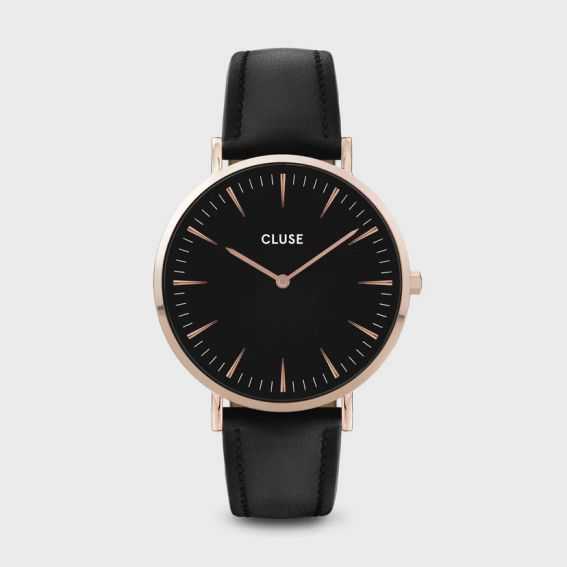Cluse Montre CLUSE - Boho Chic Leather Black - Rose Gold