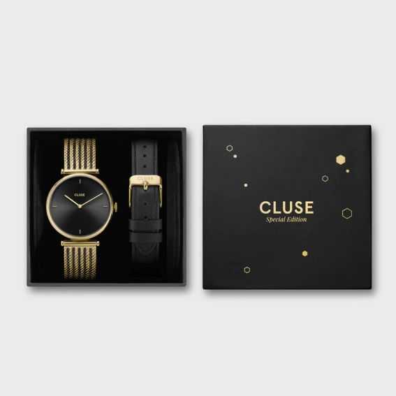 Cluse CLUSE Pack - Triomphe Mesh Gold and leather strap