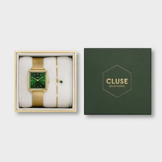 Cluse Pack CLUSE - La tétragone Mesh Gold et bijou malachite