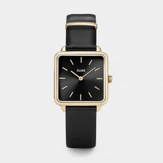 Cluse CLUSE horloge - La Tétragone Leather Black Gold