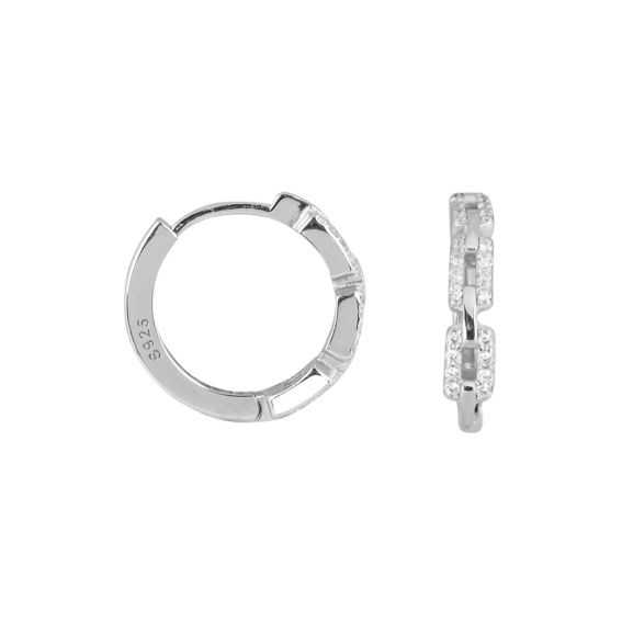 Mesh and stone hoop earrings