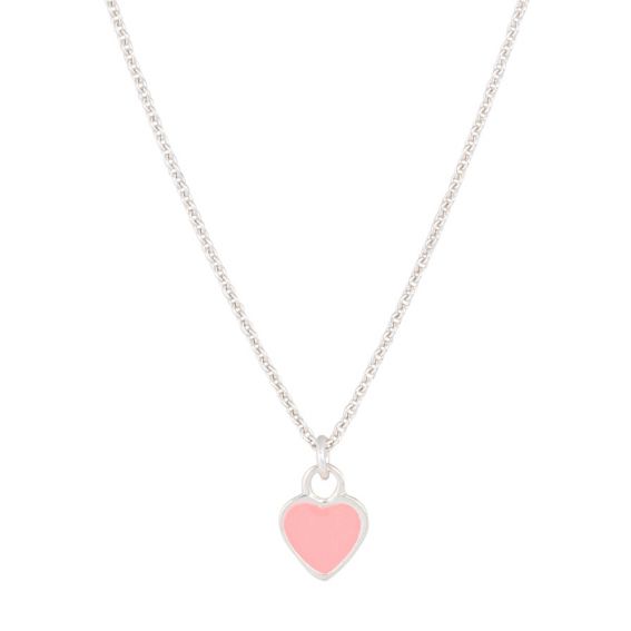 Bijou argent/plaqué or Pink enamel heart