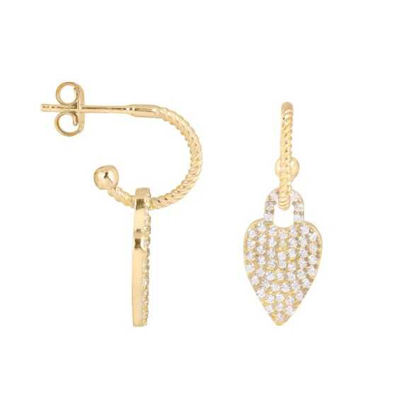 Bijou argent/plaqué or Gouden stenen hart oorknopjes
