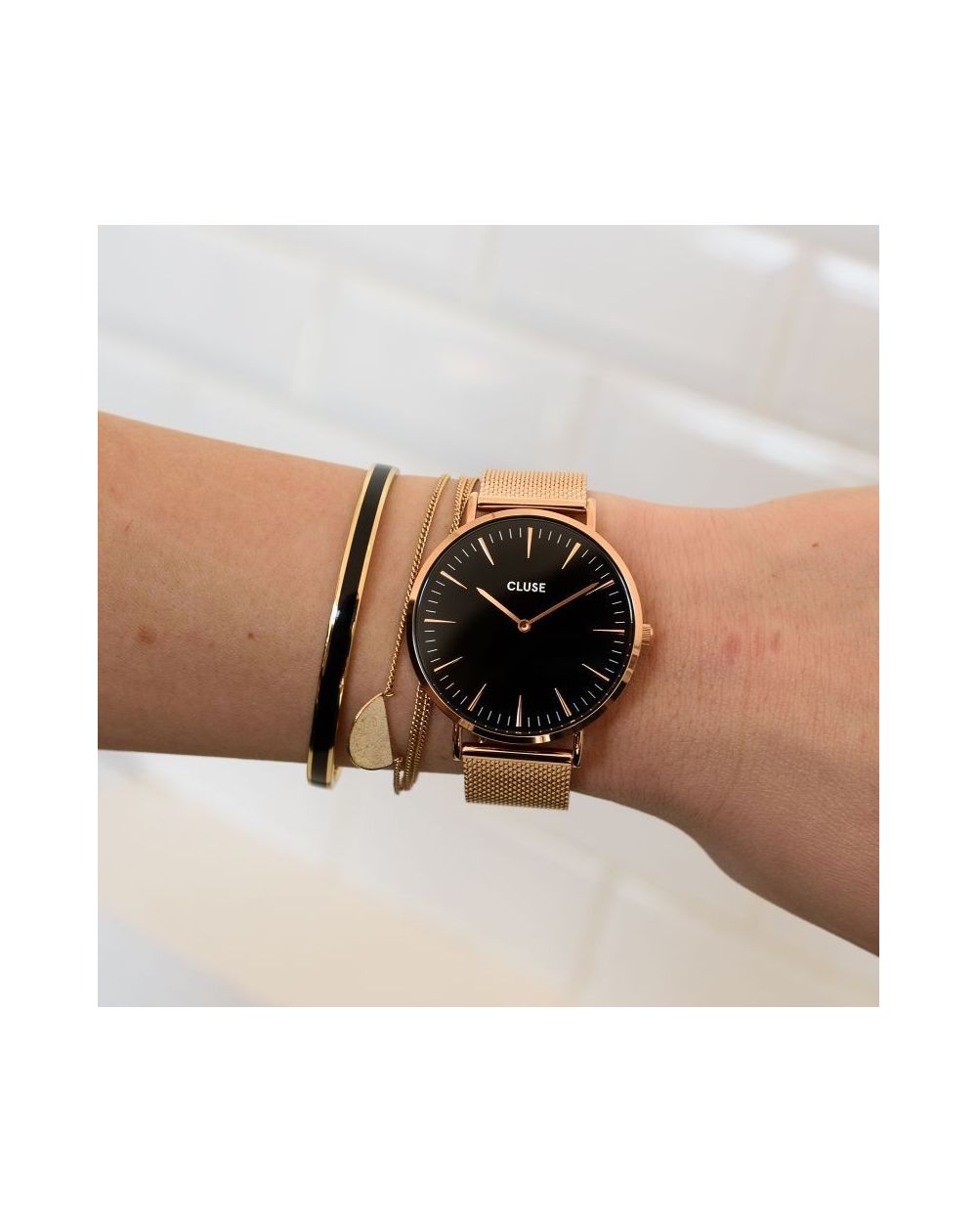 Montre CLUSE - Boho Chic Mesh rose gold/black - Bracelet acier rosé