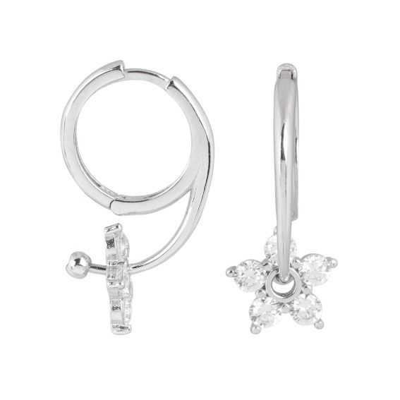 Jeweled flower hoop earrings