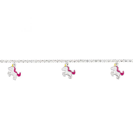 Bijou argent/plaqué or Céline bracelet 3 enameled unicorns in charm